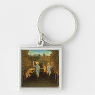 The Football players,1908 (oil on canvas) Keychain