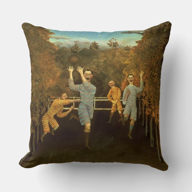 The Football players,1908 (oil on canvas) Throw Pillow (Front)
