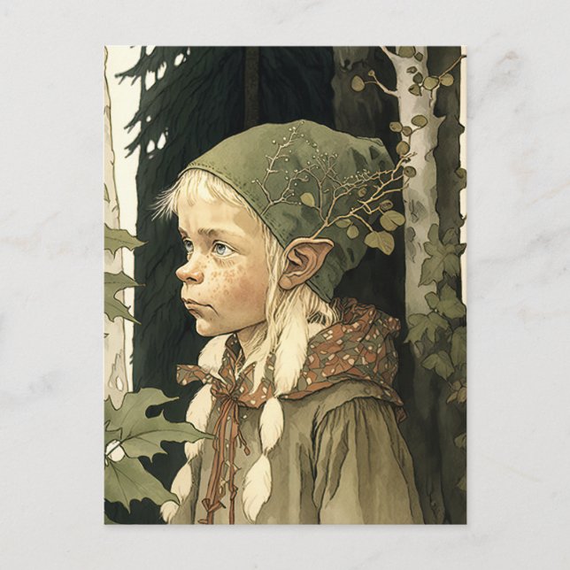 The Forest Elf Vintage Postcard (Front)