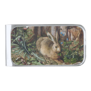The Forest Hare,Antique Wildlife Paintings Silver Finish Money Clip