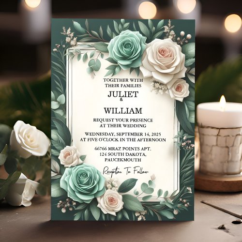 The Forest Nature Garden Plant Dark Green Wedding Invitation