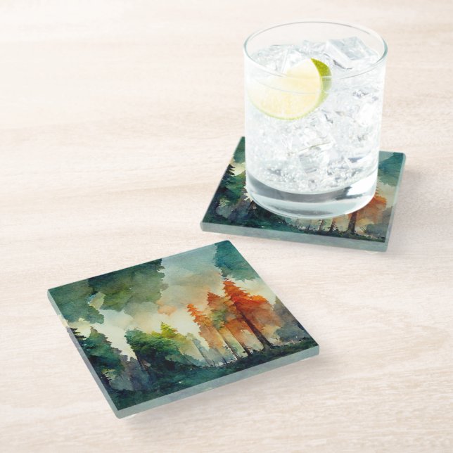 The Forest (nature) Glass Coaster (Angled)