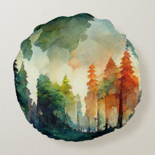 The Forest (nature) Round Pillow