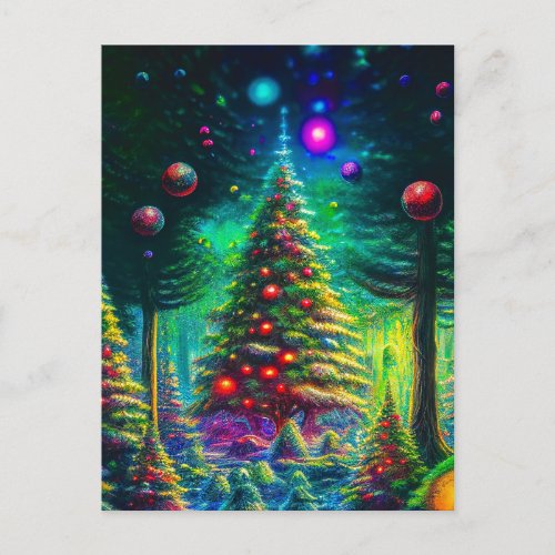 The Forest of Christmas Trees with Ornaments  Postcard