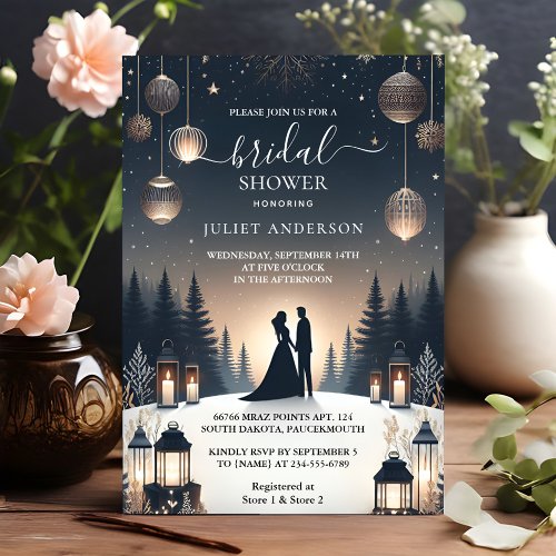 The Forest Stars Snow Bright Winter Bridal Shower Invitation