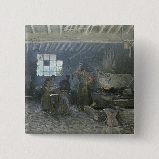 The Forge at Marly-le-Roi, Yvelines, 1875 Button (Front)