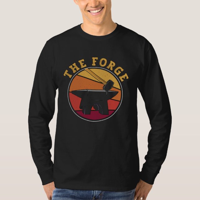 The Forge Retro Loves Horse Farrier Blacksmith Anv T-Shirt (Front)