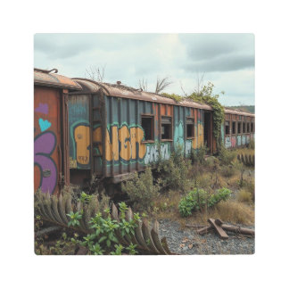 The Forgotten Railway – Abandoned Graffiti Train Metal Print