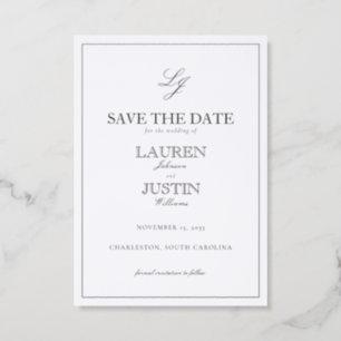 The Formal Edit Classic Elegant Monogram Wedding Letterpress Invitation