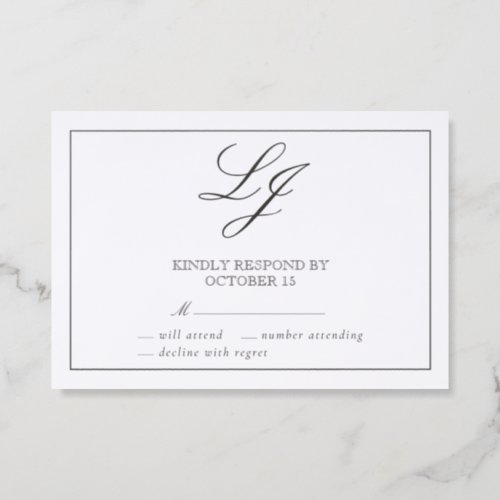 The Formal Edit | Elegant Monogram Wedding Letterpress RSVP Cards