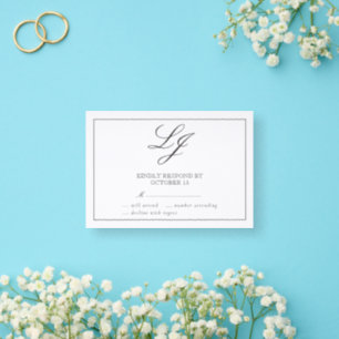 The Formal Edit Elegant Monogram Wedding Letterpress RSVP Cards