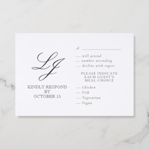 The Formal Edit | Monogram Meal Choice Wedding Letterpress RSVP Cards