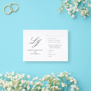The Formal Edit Monogram Meal Choice Wedding Letterpress RSVP Cards