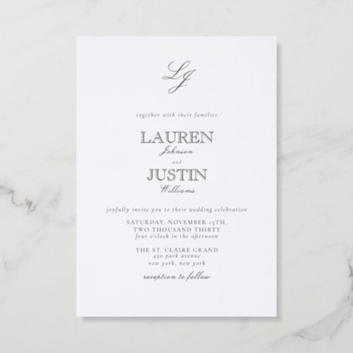 The Formal Edit | Monogram Open Face Wedding Letterpress Invitation