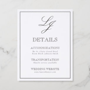 The Formal Edit Monogram Wedding Details Letterpress Enclosure Card