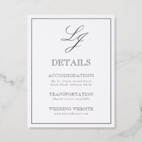 The Formal Edit | Monogram Wedding Details Letterpress Enclosure Card