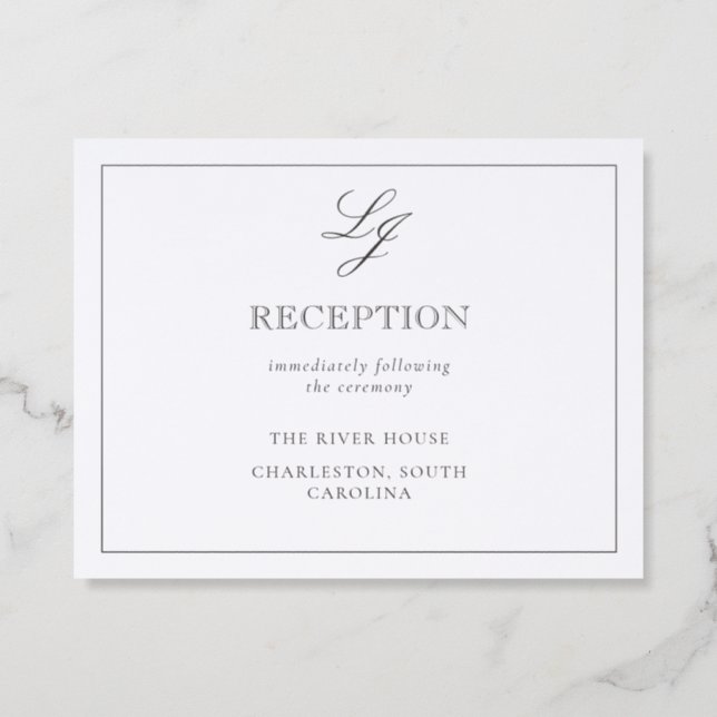 The Formal Edit | Monogram Wedding Reception Letterpress Enclosure Card (Front)