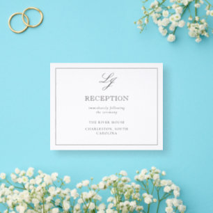 The Formal Edit Monogram Wedding Reception Letterpress Enclosure Card