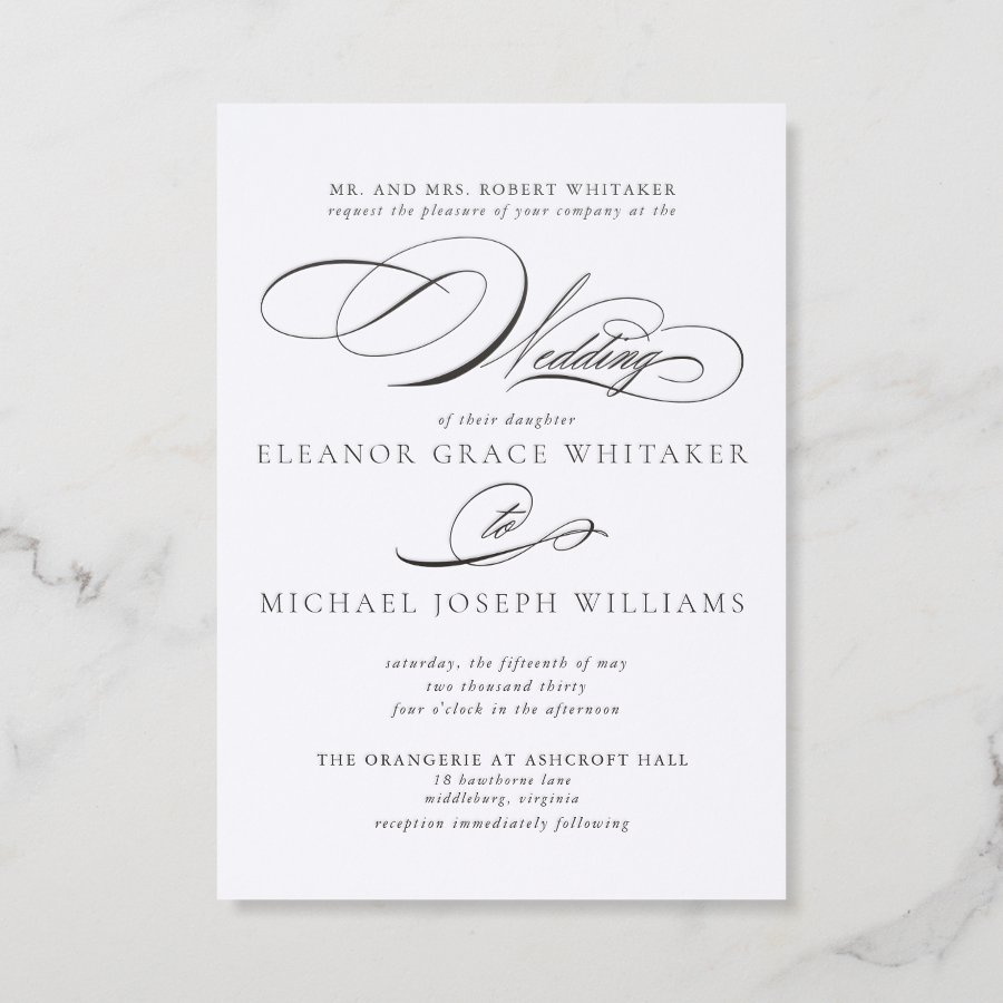 The Formal Edit | Penmanship Script Wedding Letterpress Invitation