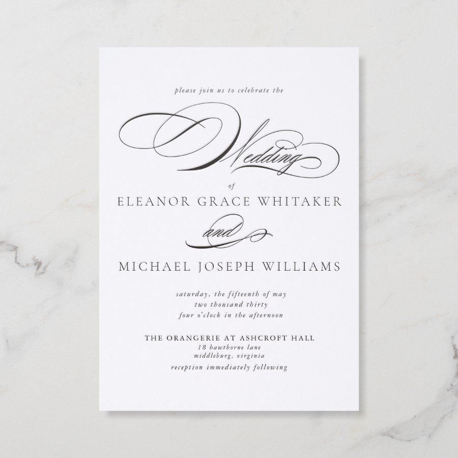 The Formal Edit | Script Penmanship Wedding Letterpress Invitation