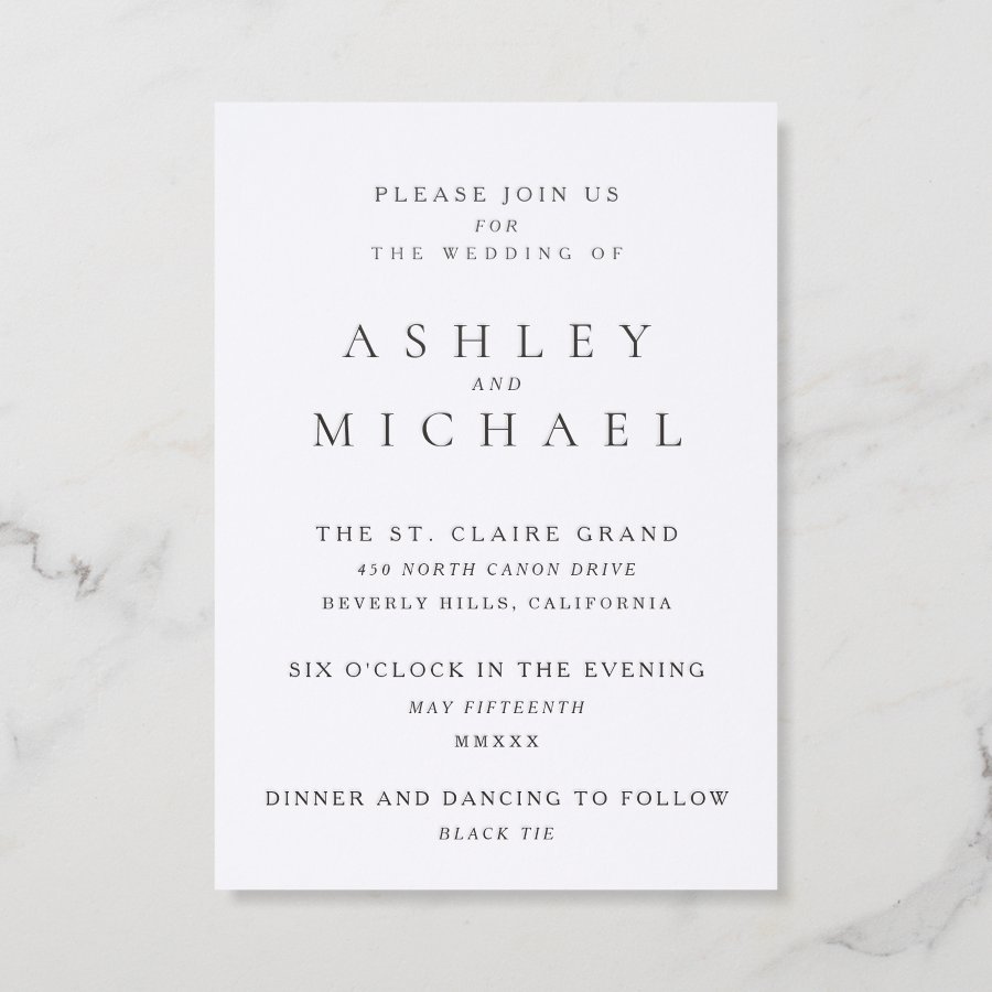 The Formal Edit | St. Claire Black Tie Wedding Letterpress Invitation
