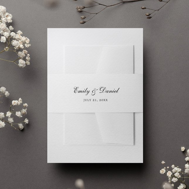 The Formal Elegant Black and White Wedding Invitation Belly Band (Creator Uploaded)