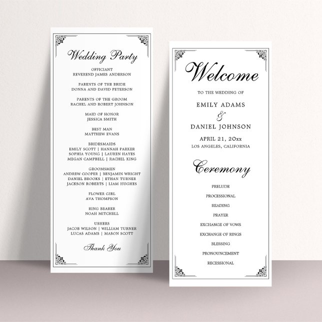 The Formal Elegant Black and White Wedding Program (Creator Uploaded)