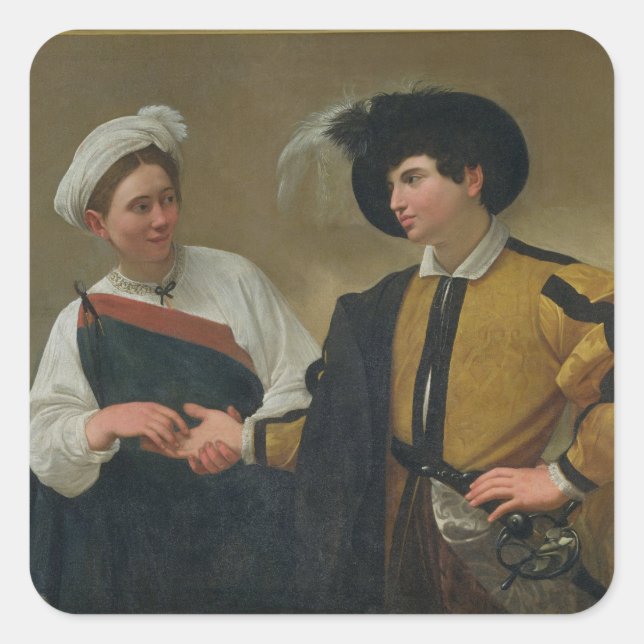The Fortune Teller (La Buona Ventura), c.1594 Square Sticker (Front)