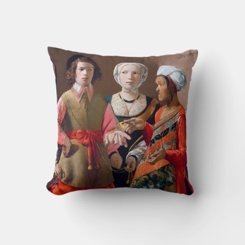 The Fortune Teller La Tour Throw Pillow