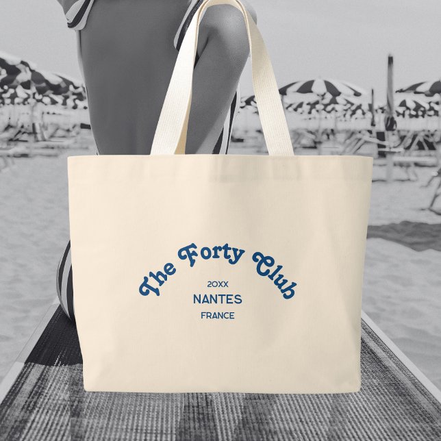 The Forty Club Retro Blue Custom Crest Large Tote Bag (Creator Uploaded)