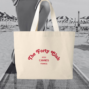The Forty Club Retro Red Custom Crest Large Tote Bag