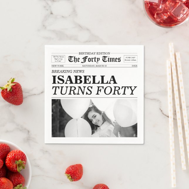 The Forty Times Newspaper 40th Birthday Napkins (Insitu)