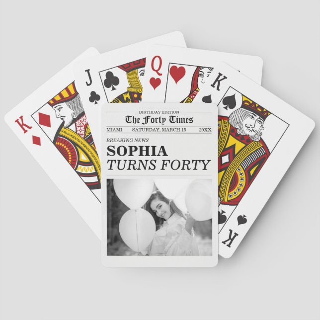 The Forty Times Newspaper 40th Birthday Party Poker Cards (Back)