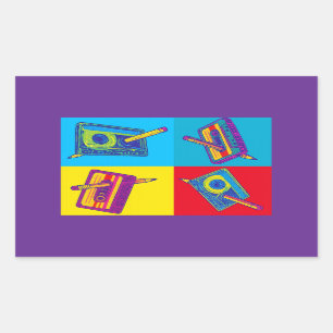The Four Cassette Tapes 60s Meets 80s Pop Art Rectangular Sticker
