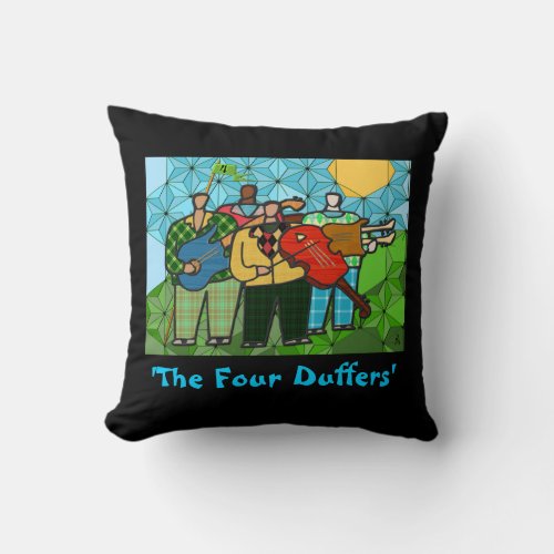 The Four Duffers_Music Golf and Retro Cubist Art Throw Pillow