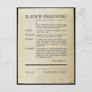 The Four Freedoms Postcard