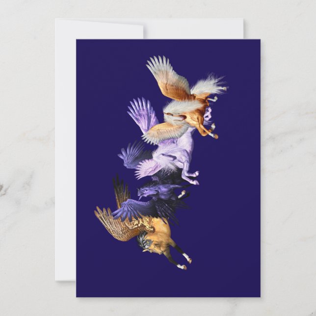 The Four Pegasi Flying Horses Pegasus Stallions Invitation (Front)
