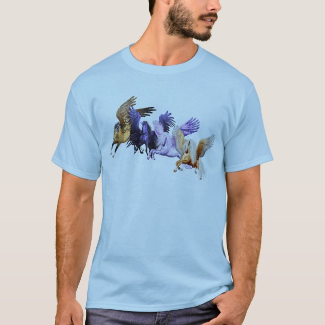 The Four Pegasi Flying Horses Pegasus Stallions T-Shirt (Front)