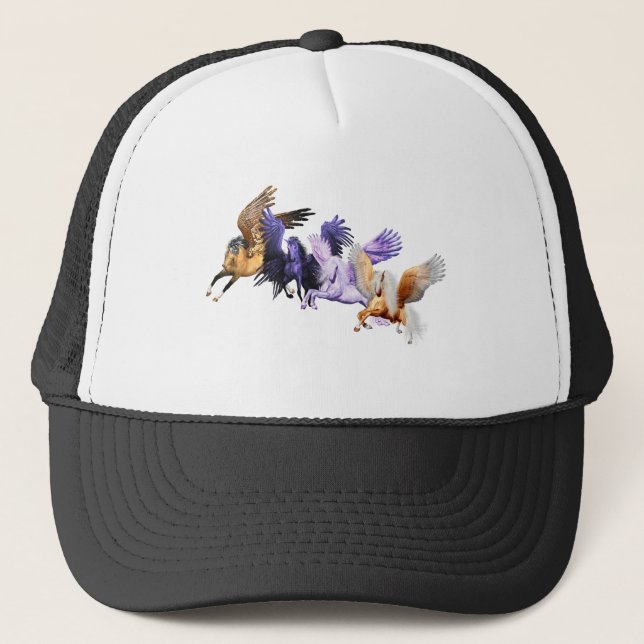 The Four Pegasi Flying Horses Pegasus Stallions Trucker Hat (Front)