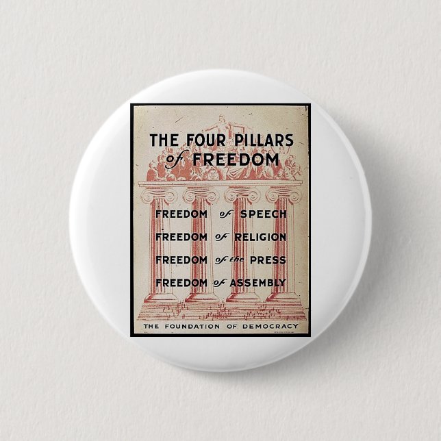 The Four Pillars Of Freedom Button (Front)