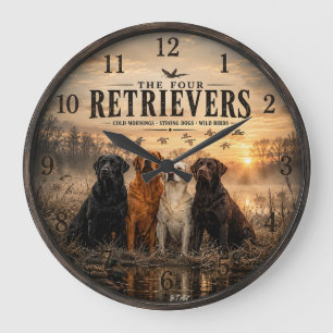 The Four Retrievers – Duck Hunting  Large Clock