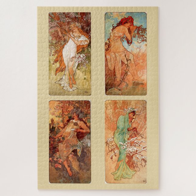 The Four Seasons 1896: An Art Nouveau by Mucha Jigsaw Puzzle (Vertical)