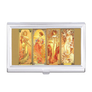 The Four Seasons - Alphons Mucha - Art Nouveau Business Card Case