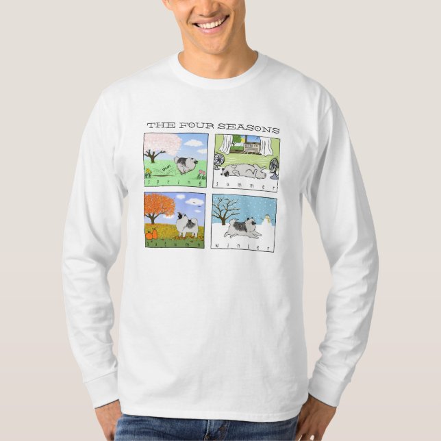 The Four Seasons Keeshond Cartoon | Cute Keesie T-Shirt (Front)