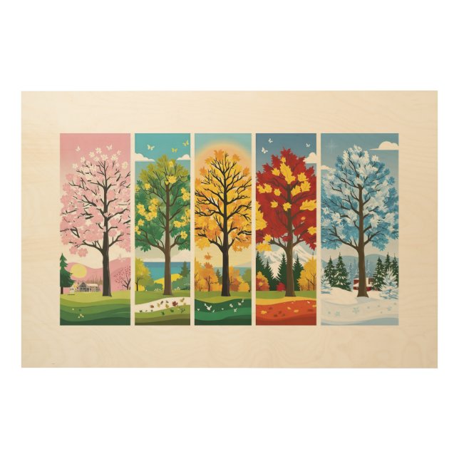 The Four Seasons: Nature's Cycle Wood Wall Art (Front)