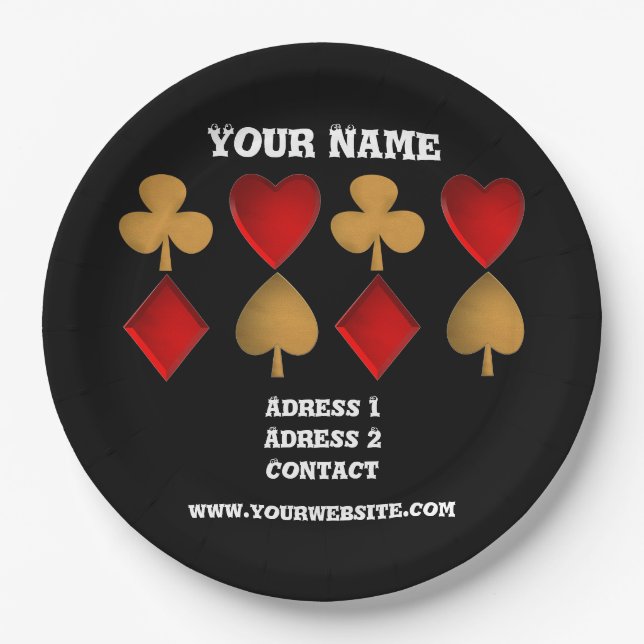 The four suits,Personalized Paper Plates (Front)