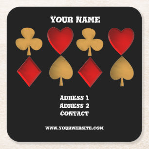 The four suits,Personalized Square Paper Coaster