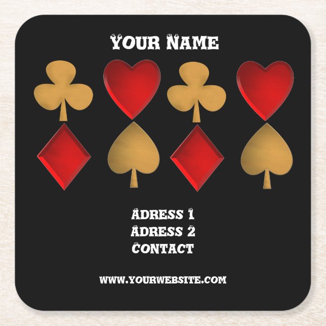 The four suits,Personalized Square Paper Coaster (Front)