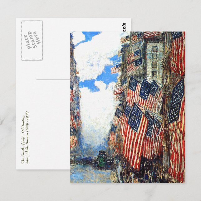 "The Fourth of July"  by Childe Hassam Postcard (Front/Back)
