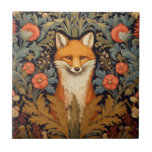 The fox and red flowers art nouveau style ceramic tile<br><div class="desc">The fox and red flowers art nouveau style,  William Morris inspired art.</div>